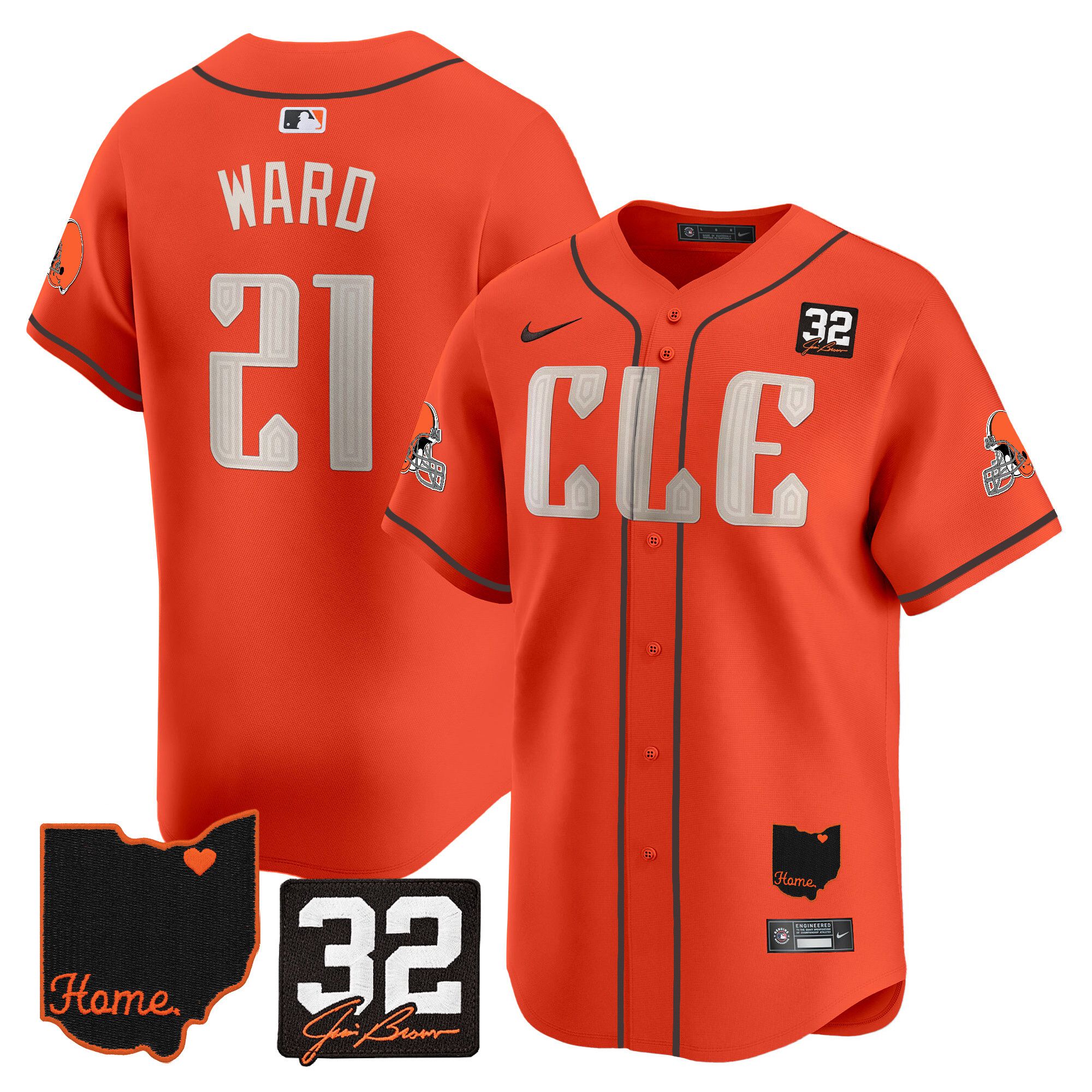 Men Cleveland Browns #21 Ward Orange Home Patch Vapor Premier Limited 2024 Nike NFL Jersey->indianapolis colts->NFL Jersey